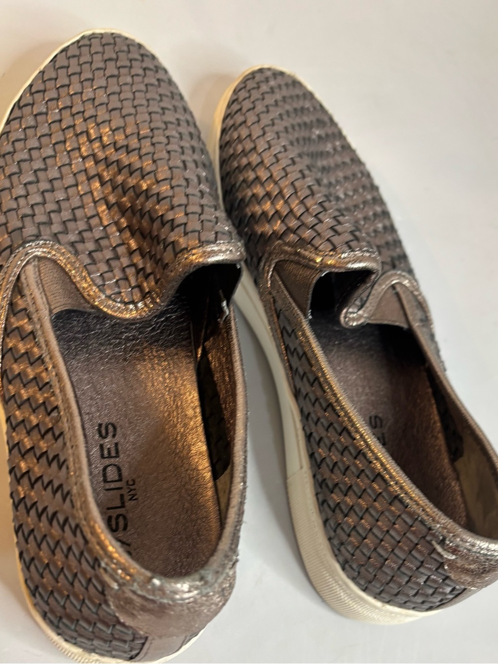 J Slides Bronze Woven Slip-On Sneakers